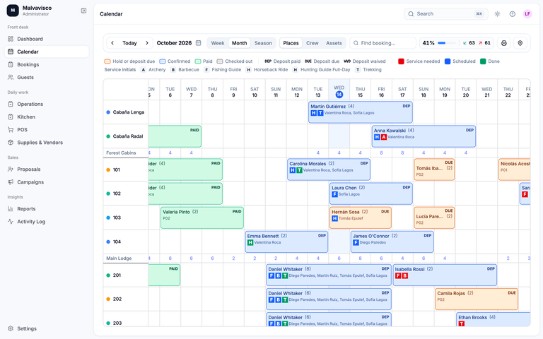 A screen from the Malvavisco staff app